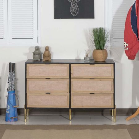 Print Flannel Electroplated Gold Feet Six Chest Drawers - Print Flannel Electroplated Gold Feet Six Chest Drawers